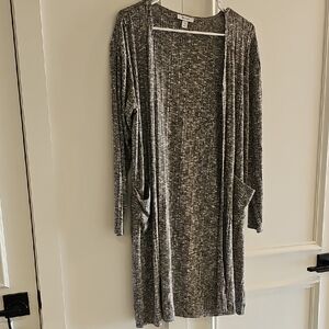 Nine West Heathered Gray Open Front Cardigan